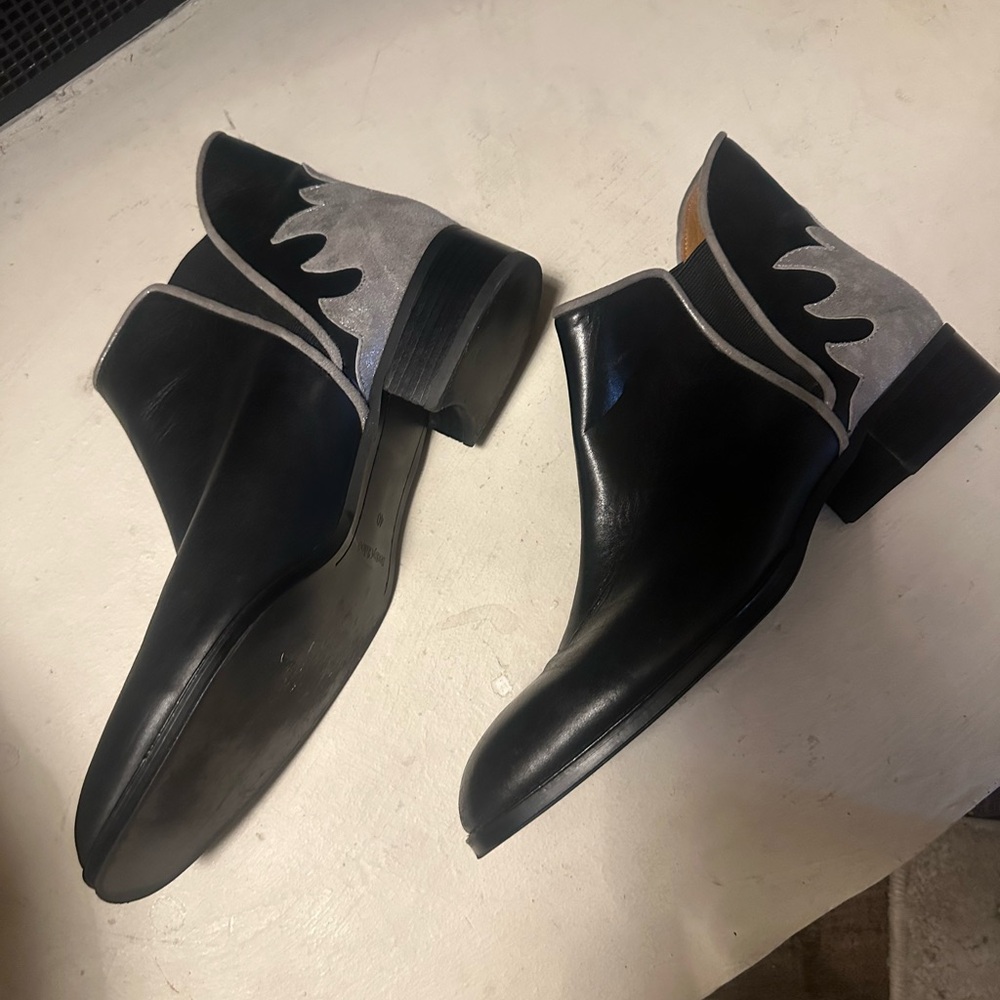 See by Chloe Skyla Boots Chelsea Ankle Booties Black with Silver Flames RARE!